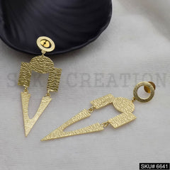 Gold plated Statement Unique Handmade Design of Drop and Dangle Earring SKU6640