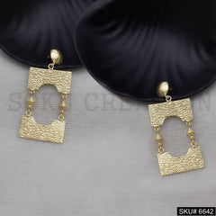 Gold plated Statement Unique Handmade Design of Drop and Dangle Earring SKU6642