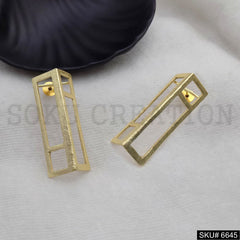 Gold plated Statement Curve Unique Handmade Design of Drop and Dangle Earring SKU6645