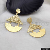 Gold plated Statement Hammered Unique Handmade Design of Drop & Dangle Earring SKU6646