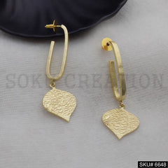 Gold plated Statement Unique Handmade Design of Big Stud Earring SKU6648
