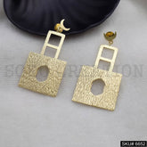 Gold plated Statement Small Half Moon Unique Handmade Design of Drop & Dangle Earring SKU6652