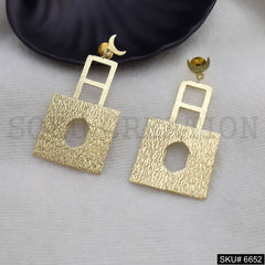Gold plated Statement Small Half Moon Unique Handmade Design of Drop & Dangle Earring SKU6652