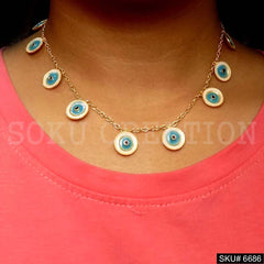 Gold Plated Chain with Multi Protective Evil Eye Necklace SKU6686
