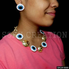 Handmade Chain Statement with Multi Protective Evil Eye Necklace SKU6688