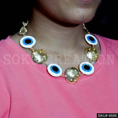Handmade Chain Statement with Multi Protective Evil Eye Necklace SKU6688