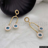 Gold plated Designer Protective Evil Eye Drop And Dangle Earrings SKU6690
