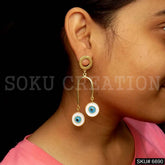 Gold plated Designer Protective Evil Eye Drop And Dangle Earrings SKU6690
