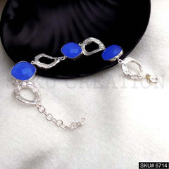 Silver plated Charm Blue stone Bracelet SKU6714