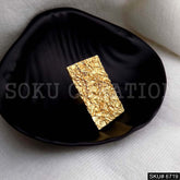 Gold Plated Unique Designer Hammered Rectangle Adjustable Handmade Ring SKU6719