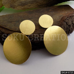 Gold plated Plain Rounded Drop and Dangle Earrings SKU6725