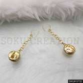 Gold plated Ear Wire Gold Chain With Gold Pearl Unique Earrings SKU6732