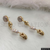 Gold Plated Unique Designer Pearl Drop and Dangle Earrings SKU6735