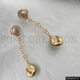Gold Plated Chain With Pearl Handmade Drop and Dangle Earrings SKU6737
