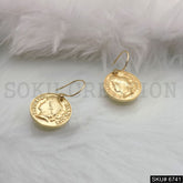 Gold Plated Tinny small Ear Wire Vintage Coin Earrings SKU6741