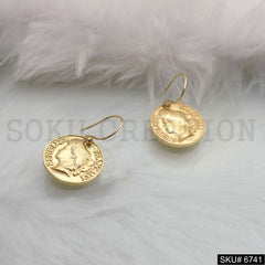 Gold Plated Tinny small Ear Wire Vintage Coin Earrings SKU6741