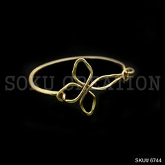 Gold Plated Flower Designer Unique Open and Lock Bangle SKU6744