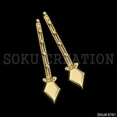 Gold plated Twisted Wire Statement Long Stud Earrings SKU6761