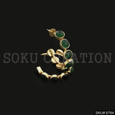 Gold Plated Green Gemstone Hoop Push Back Earrings SKU6764