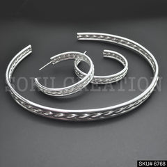 Gold plated Unique Twisted Wire Design Jewelry Set Earrings Cuff and Choker SKU6768