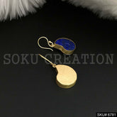 Gold Plated Style Blue Gemstone Mango Shape Ear Wire Earrings SKU6781
