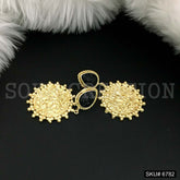 Gold Plated Carved Black Stone Twisted Wire Hammered Round Shape Drop and Dangle Earrings SKU6782