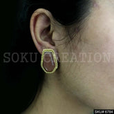 Gold Plated Brown stone Twisted Wire Stud Earrings SKU6784