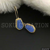 Gold Plated Style Blue Gemstone Ear Wire Earrings SKU6787