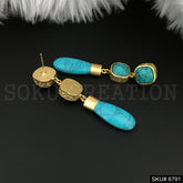 Gold plated Drop & Dangle Turquoise Earring SKU6791