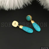 Gold plated Drop & Dangle Turquoise Earring SKU6792