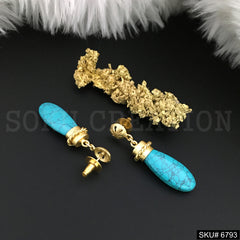 Gold plated Drop & Dangle Turquoise Earring SKU6793