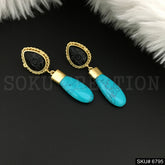 Gold plated Drop & Dangle Turquoise Earring SKU6795