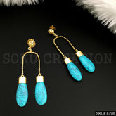 Gold plated Drop and DangleTurquoise Earring SKU6798