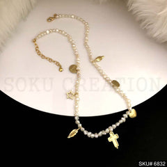 Love Charms With Pearl Beads Necklace SKU6832