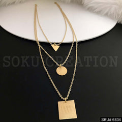 Gold Plated Multi Layer with Charms Necklace SKU6834