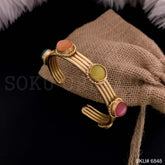 Gold Plated Multi Color Gemstone antique Design Unique Cuff SKU6848