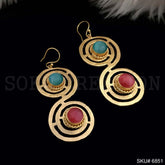 Gold plated Ear Wire Multi Color Gemstone Beautiful Design Earring SKU6851