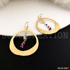 Gold plated Ear wire Multi Color Beads in Earring SKU6867