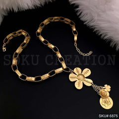 Gold Plated Chain with Flower Charms Necklace SKU6875