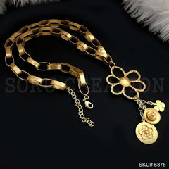Gold Plated Chain with Flower Charms Necklace SKU6875