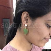 Gold plated Drop and Dangle Green Mango shape Design Earring SKU6907