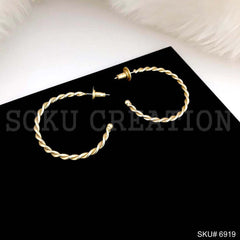 Gold plated Hoop with Twisted Wire Unique Design Earring SKU6919