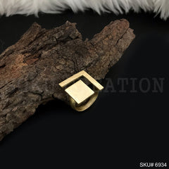 Gold Plated Handmade Plain Square Unique Ring SKU6934