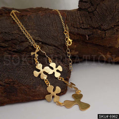 Gold Plated Cable Chain with Flower of Light Wight Necklace SKU6962