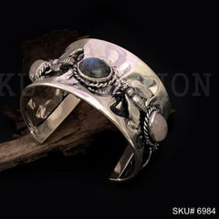 Mattel Plated Hammered Cuff with Labradorite Stone Dragonfly Design of Cuff SKU6984