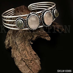 Black Plated Labradorite Stone Gemstone Twisted Wire Design of Cuff SKU6986