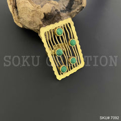 Gold Plated Unique Statement Gemstone Adjustable Handmade Ring SKU7092