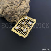 Gold Plated Unique Statement Pearl Stone Adjustable Handmade Ring SKU7093