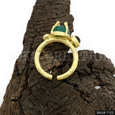 Gold Plated Unique Style of Green Gemstone Adjustable Handmade Ring SKU7122