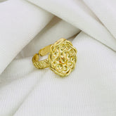 Gold plated uneven Designer Texture adjustable Handcrafted Ring sku7177